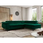 Narożnik PABLO L - strona prawa - ciemnozielony, welwet - Topper Visco