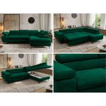 Narożnik PABLO L - strona prawa - ciemnozielony, welwet - Topper Visco