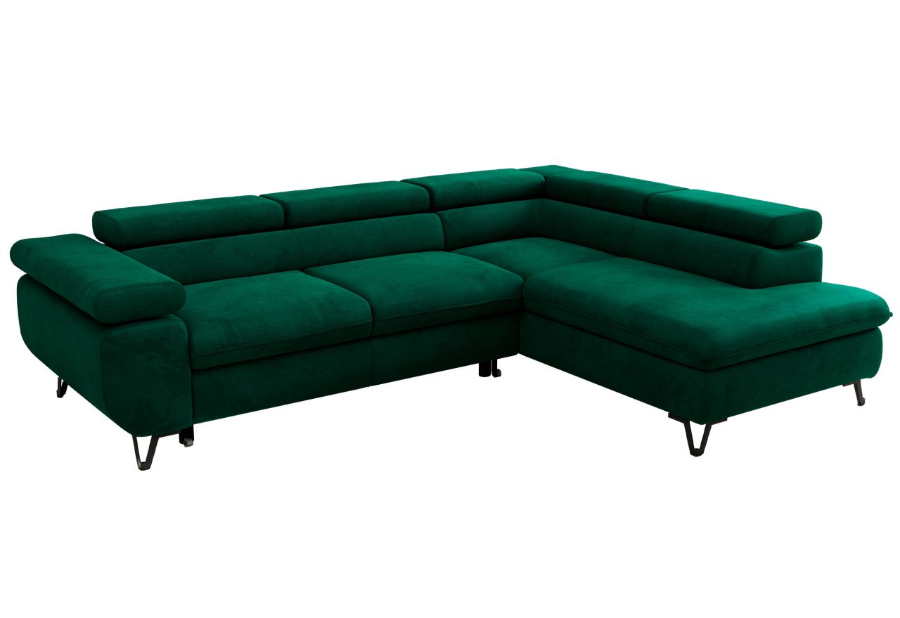 Narożnik PABLO L - strona prawa - ciemnozielony, welwet - Topper Visco