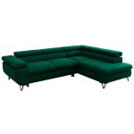 Narożnik PABLO L - strona prawa - ciemnozielony, welwet - Topper Visco