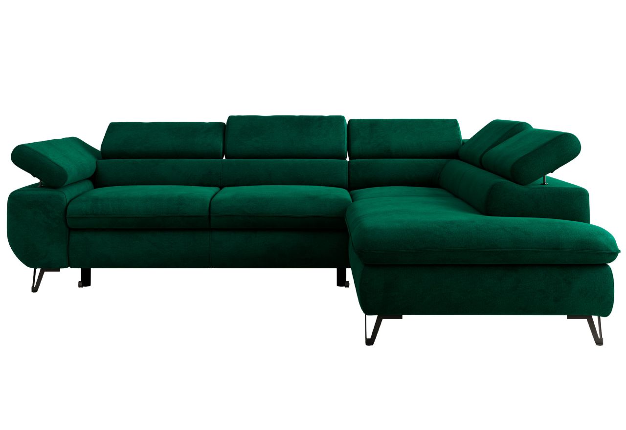 Narożnik PABLO L - strona prawa - ciemnozielony, welwet - Topper Visco