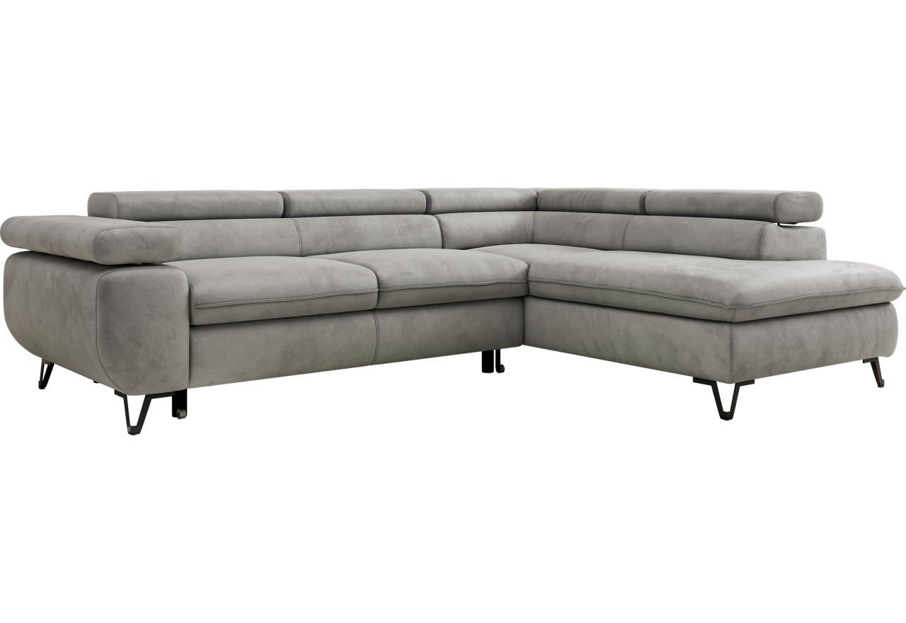 Narożnik PABLO L - strona prawa - jasnoszary, welwet - Topper Visco