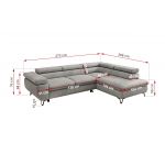 Narożnik PABLO L - strona prawa - jasnoszary, welwet - Topper Visco