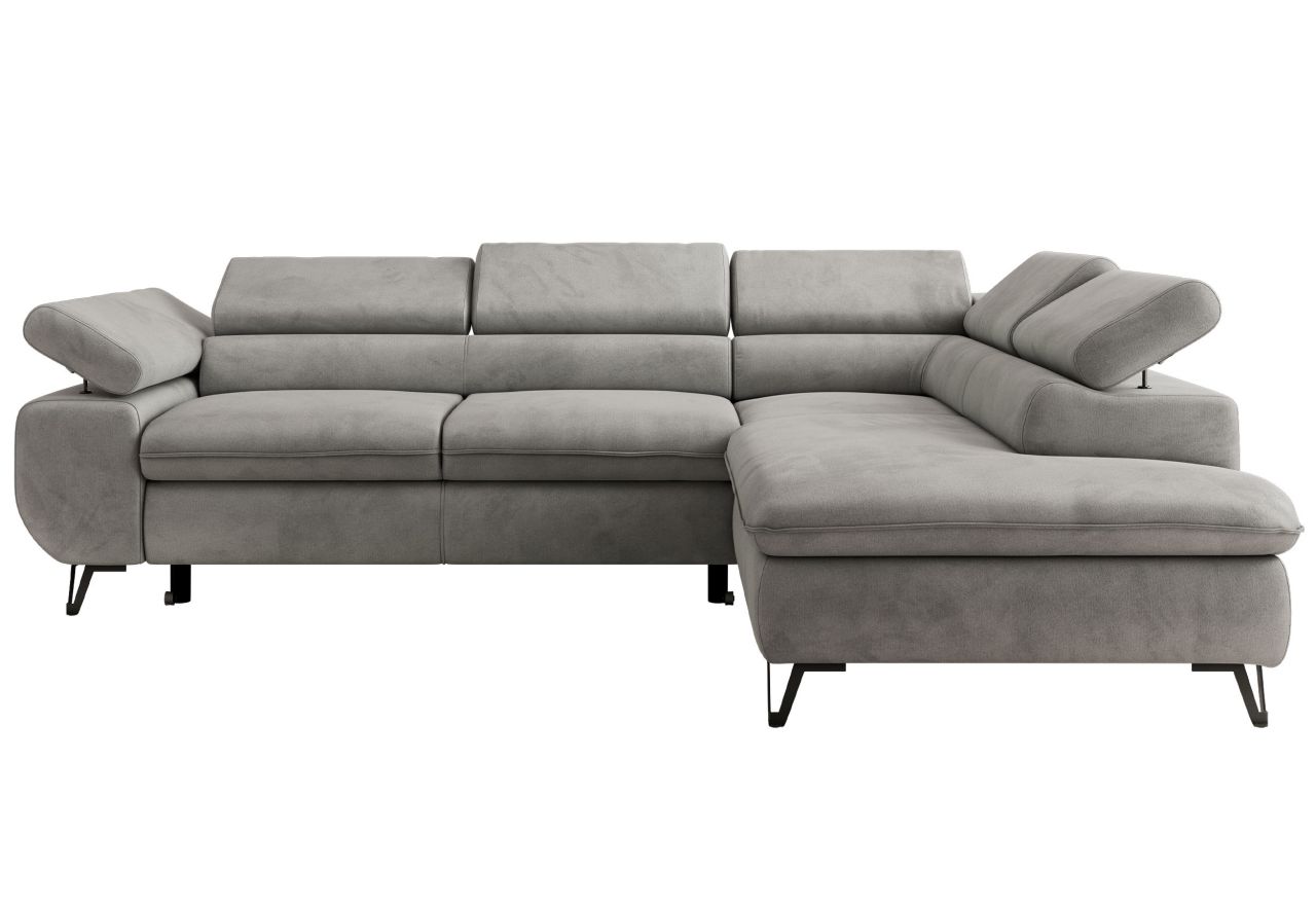 Narożnik PABLO L - strona prawa - jasnoszary, welwet - Topper Visco