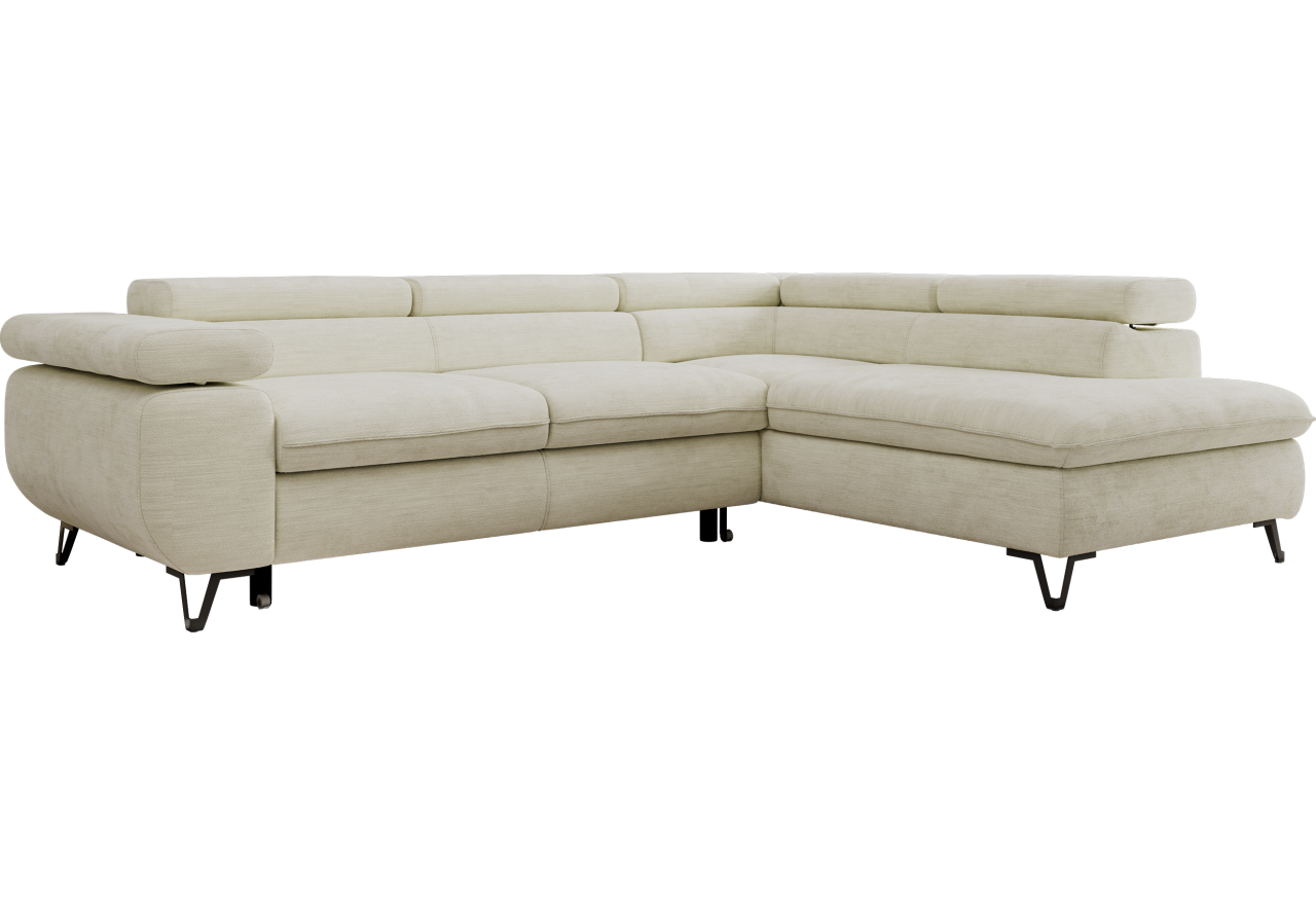 Narożnik PABLO L - strona prawa - kremowy, szenil gładki - Topper Visco