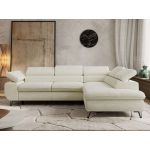 Narożnik PABLO L - strona prawa - kremowy, szenil gładki - Topper Visco