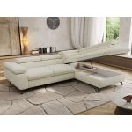 Narożnik PABLO L - strona prawa - kremowy, szenil gładki - Topper Visco