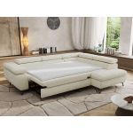 Narożnik PABLO L - strona prawa - kremowy, szenil gładki - Topper Visco