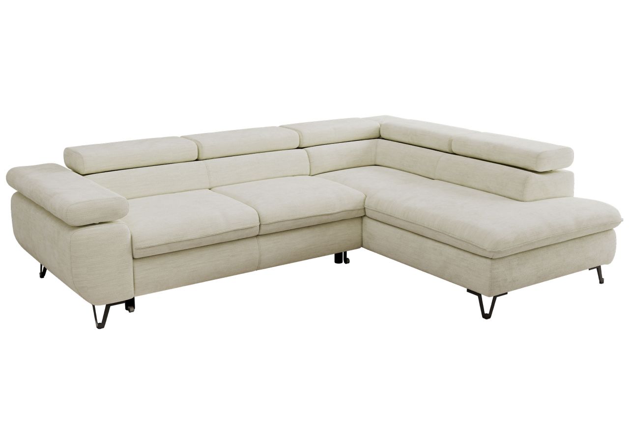 Narożnik PABLO L - strona prawa - kremowy, szenil gładki - Topper Visco