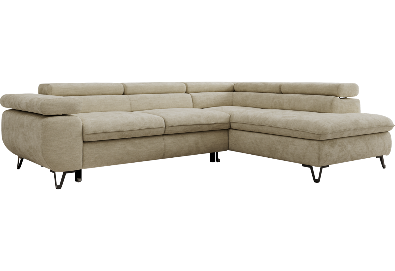 Narożnik PABLO L - strona prawa - beżowy, szenil gładki - Topper Visco