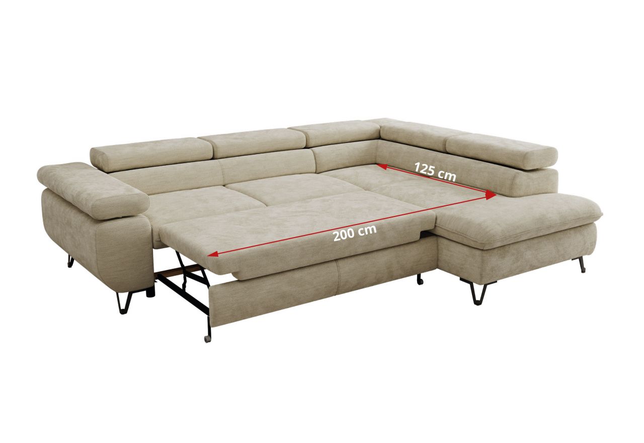 Narożnik PABLO L - strona prawa - beżowy, szenil gładki - Topper Visco