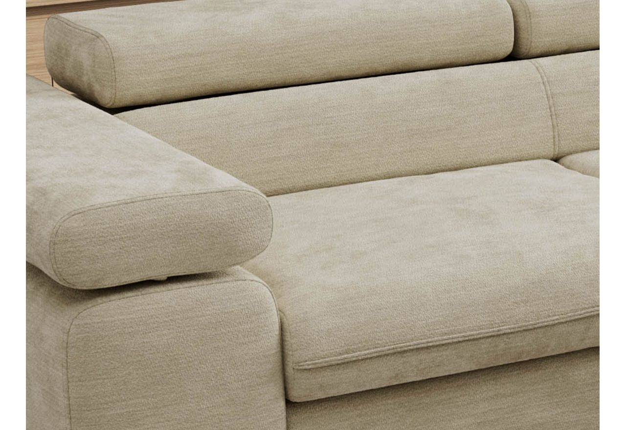 Narożnik PABLO L - strona prawa - beżowy, szenil gładki - Topper Visco