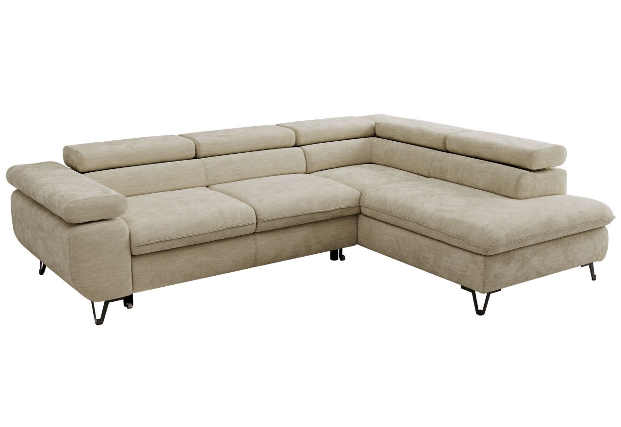 Narożnik PABLO L - strona prawa - beżowy, szenil gładki - Topper Visco