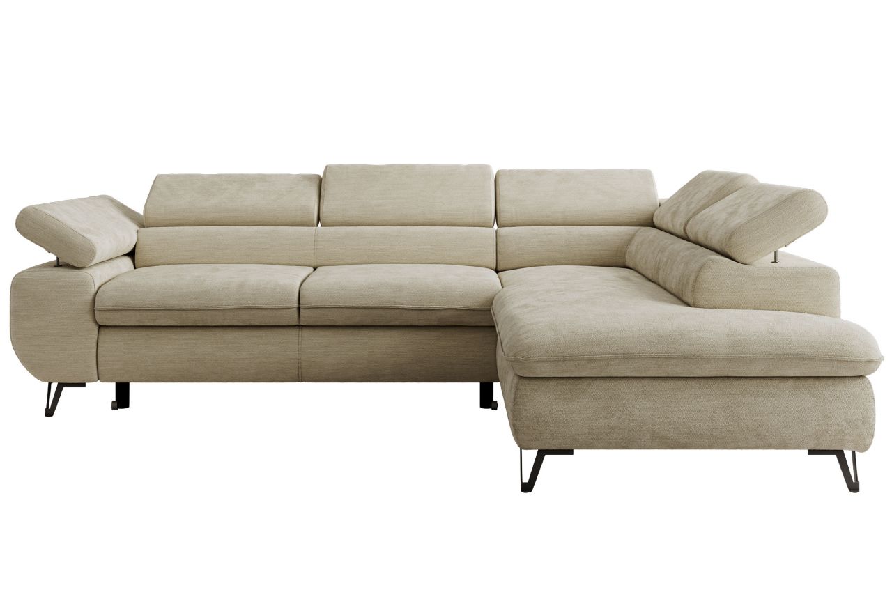 Narożnik PABLO L - strona prawa - beżowy, szenil gładki - Topper Visco