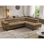 Narożnik PABLO L - strona prawa - brązowy, szenil gładki - Topper Visco