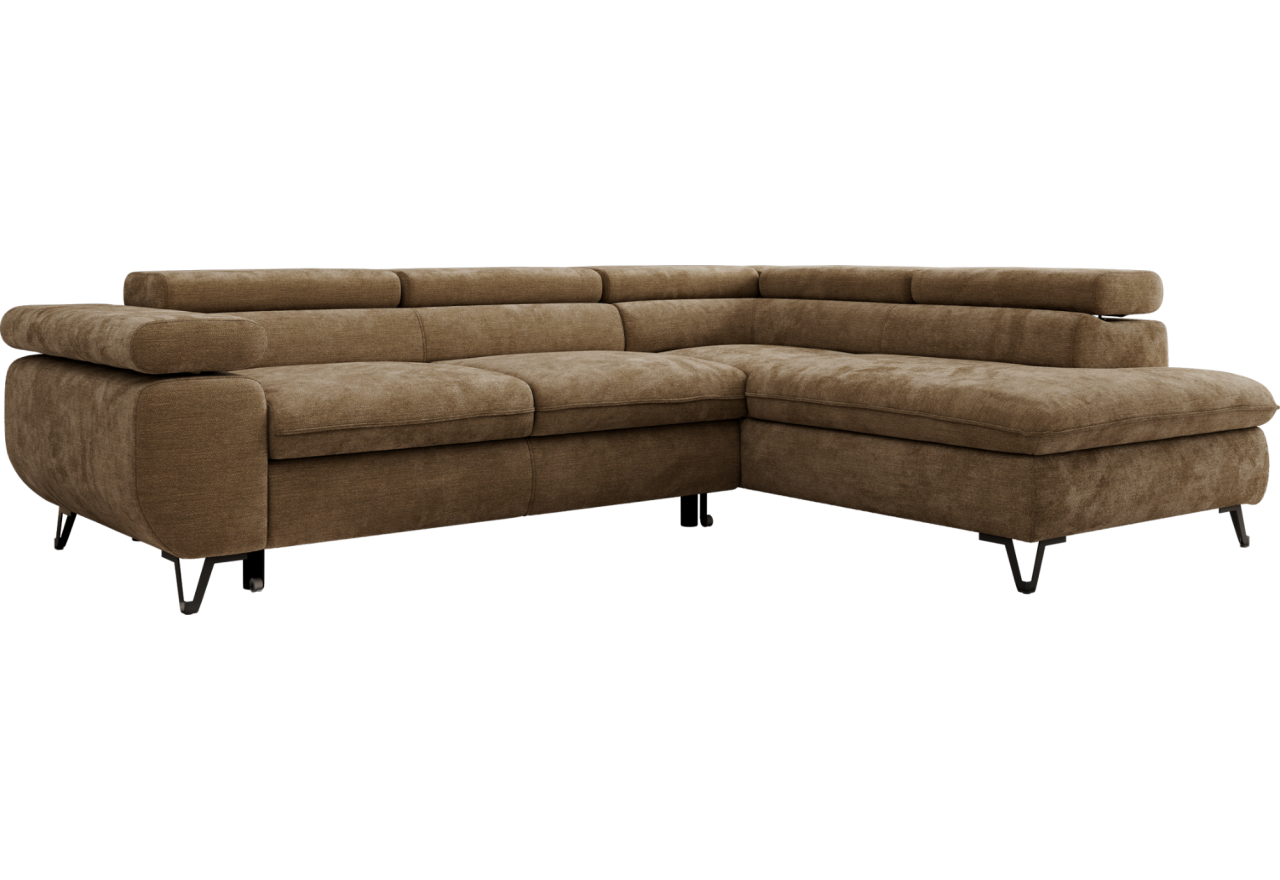 Narożnik PABLO L - strona prawa - brązowy, szenil gładki - Topper Visco