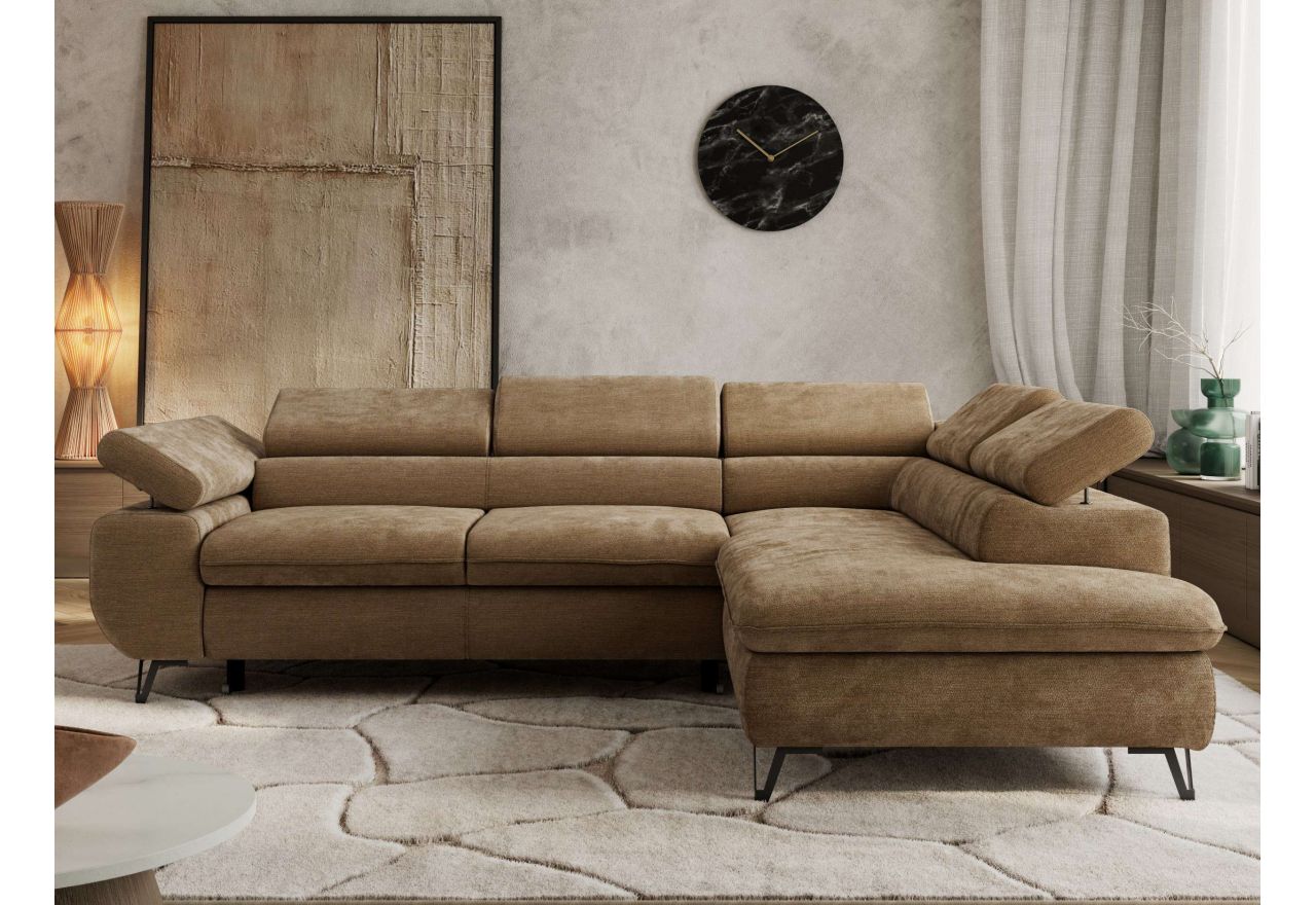 Narożnik PABLO L - strona prawa - brązowy, szenil gładki - Topper Visco