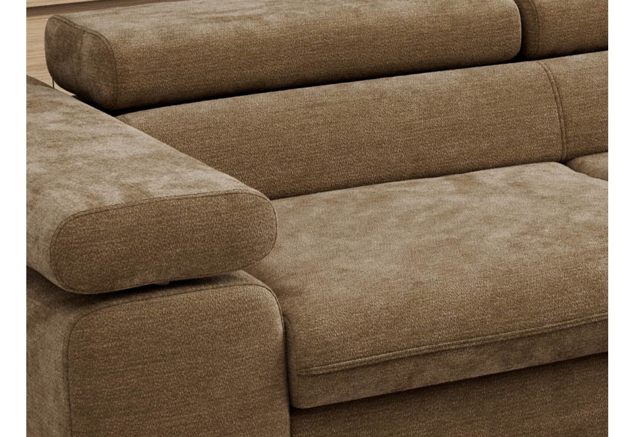 Narożnik PABLO L - strona prawa - brązowy, szenil gładki - Topper Visco