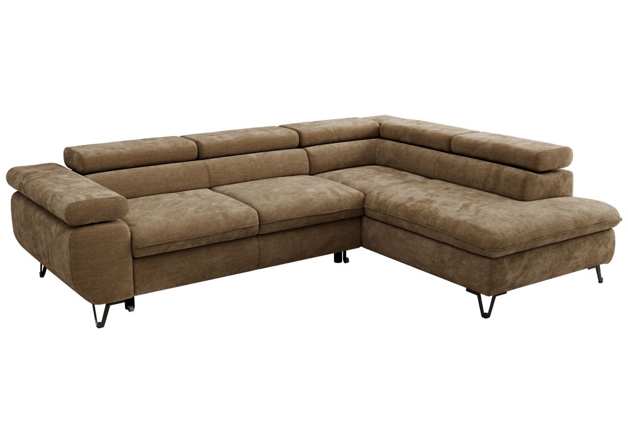 Narożnik PABLO L - strona prawa - brązowy, szenil gładki - Topper Visco