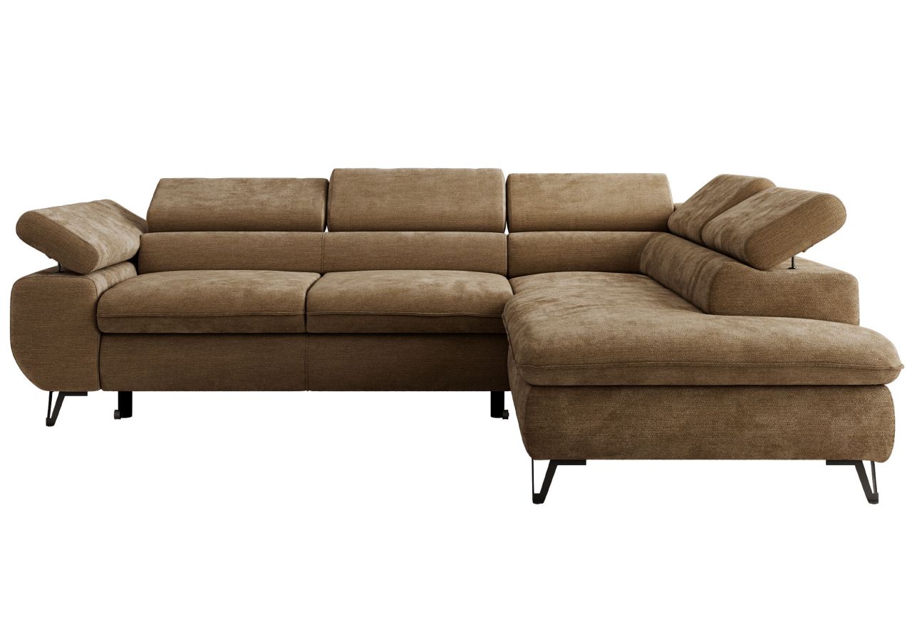 Narożnik PABLO L - strona prawa - brązowy, szenil gładki - Topper Visco