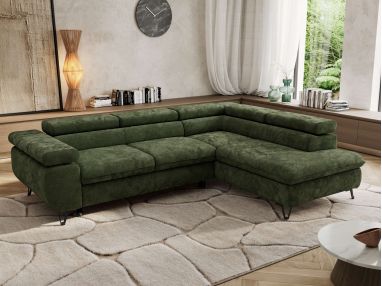 Narożnik PABLO L - strona prawa - ciemnozielony, szenil gładki - Topper Visco