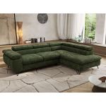 Narożnik PABLO L - strona prawa - ciemnozielony, szenil gładki - Topper Visco