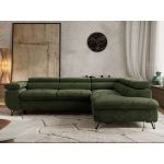 Narożnik PABLO L - strona prawa - ciemnozielony, szenil gładki - Topper Visco