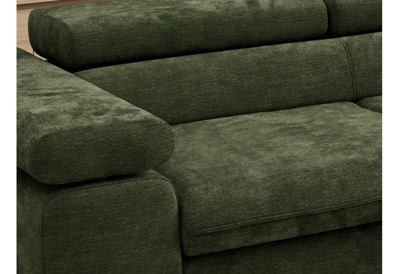 Narożnik PABLO L - strona prawa - ciemnozielony, szenil gładki - Topper Visco