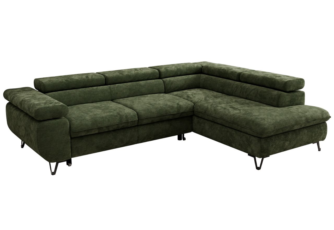 Narożnik PABLO L - strona prawa - ciemnozielony, szenil gładki - Topper Visco