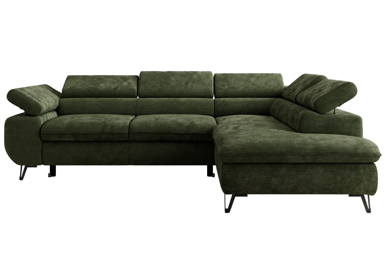 Narożnik PABLO L - strona prawa - ciemnozielony, szenil gładki - Topper Visco