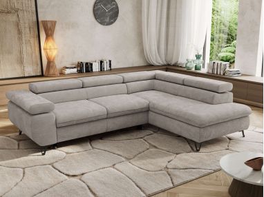 Narożnik PABLO L - strona prawa - jasnoszary, szenil gładki - Topper Visco