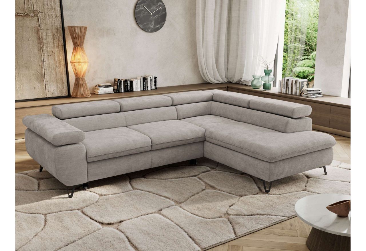 Narożnik PABLO L - strona prawa - jasnoszary, szenil gładki - Topper Visco