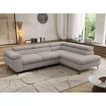 Narożnik PABLO L - strona prawa - jasnoszary, szenil gładki - Topper Visco