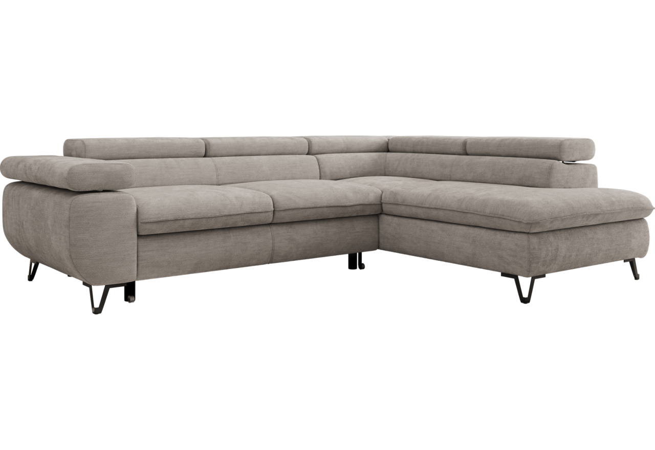 Narożnik PABLO L - strona prawa - jasnoszary, szenil gładki - Topper Visco