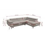 Narożnik PABLO L - strona prawa - jasnoszary, szenil gładki - Topper Visco