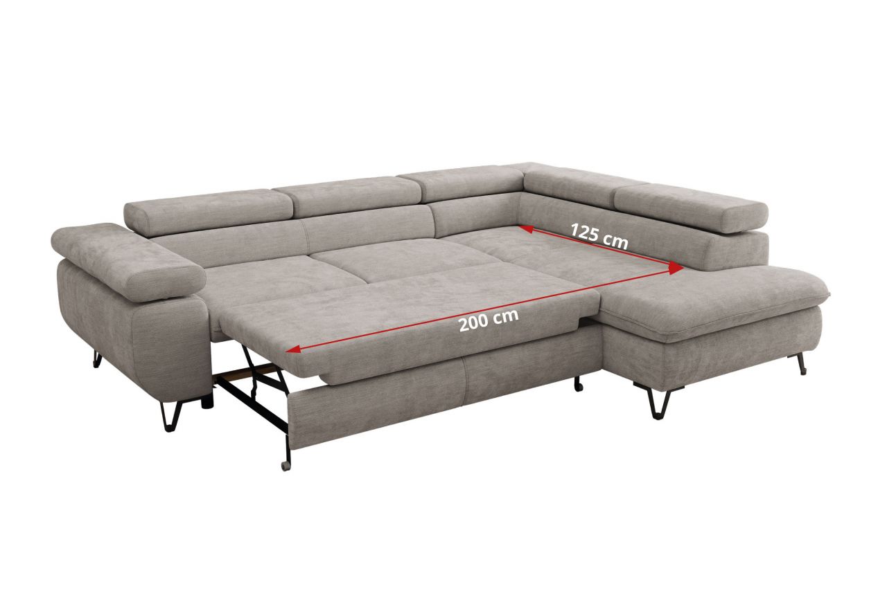 Narożnik PABLO L - strona prawa - jasnoszary, szenil gładki - Topper Visco