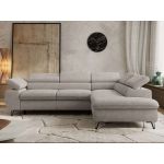 Narożnik PABLO L - strona prawa - jasnoszary, szenil gładki - Topper Visco