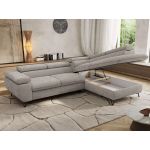 Narożnik PABLO L - strona prawa - jasnoszary, szenil gładki - Topper Visco