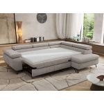 Narożnik PABLO L - strona prawa - jasnoszary, szenil gładki - Topper Visco