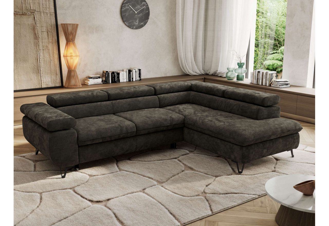Narożnik PABLO L - strona prawa - ciemnoszary, szenil gładki - Topper Visco