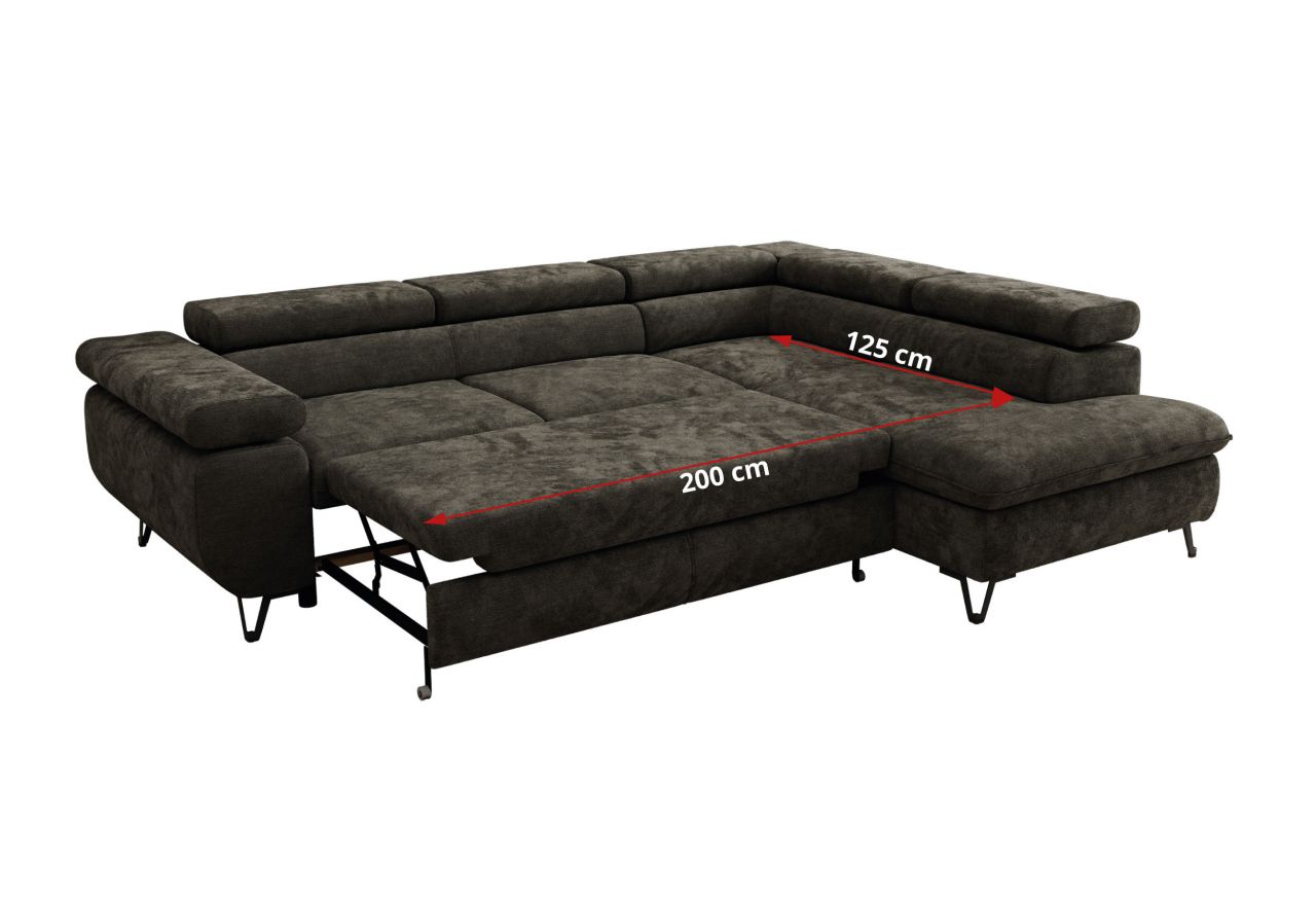 Narożnik PABLO L - strona prawa - ciemnoszary, szenil gładki - Topper Visco