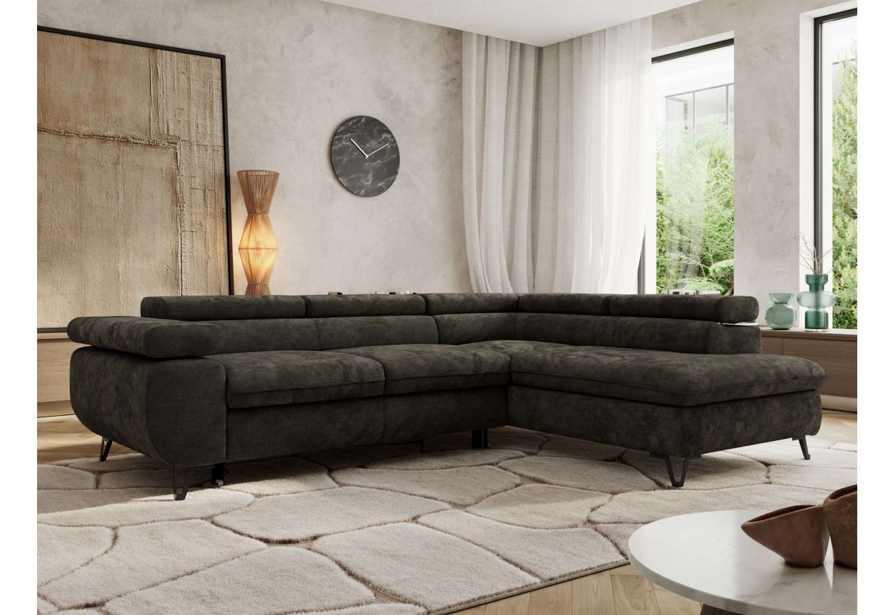 Narożnik PABLO L - strona prawa - ciemnoszary, szenil gładki - Topper Visco