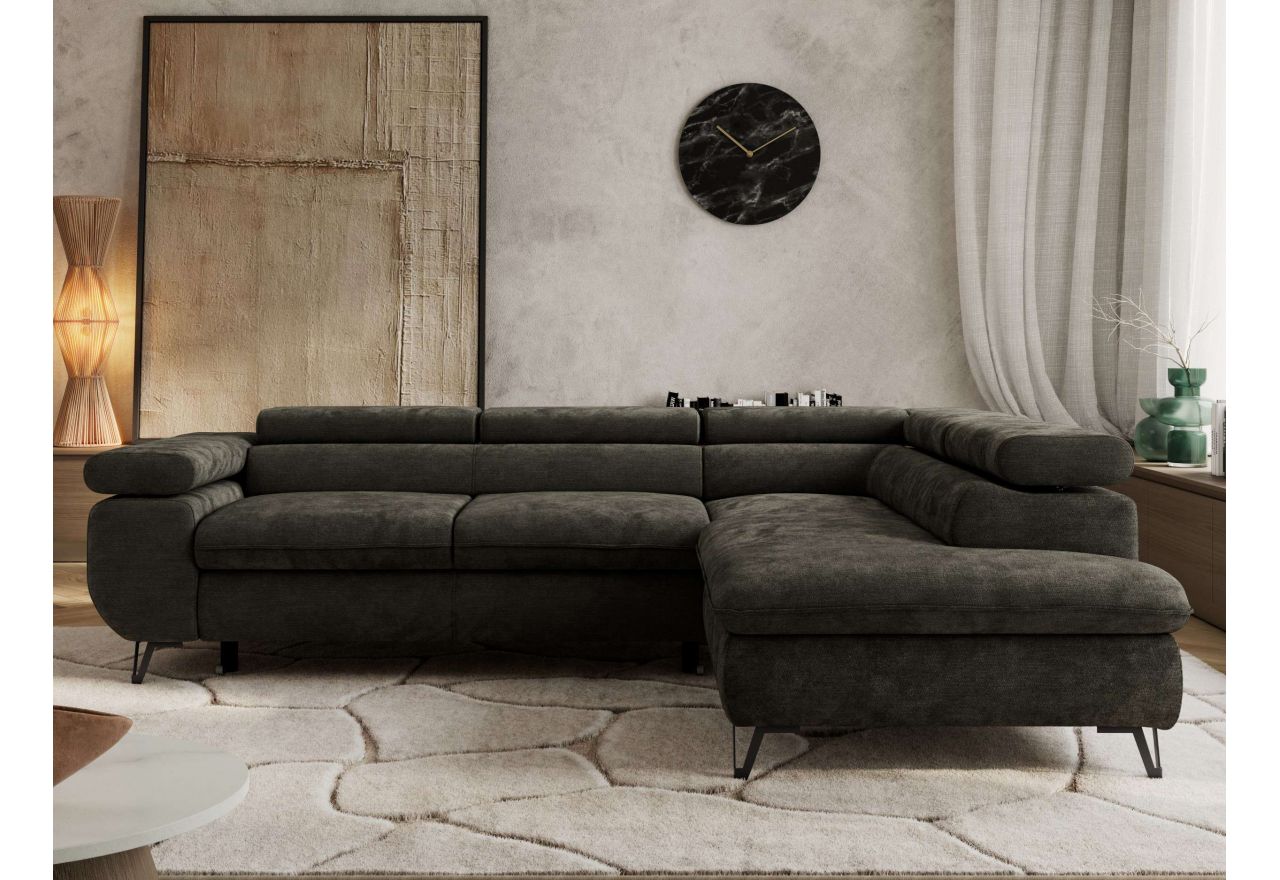 Narożnik PABLO L - strona prawa - ciemnoszary, szenil gładki - Topper Visco