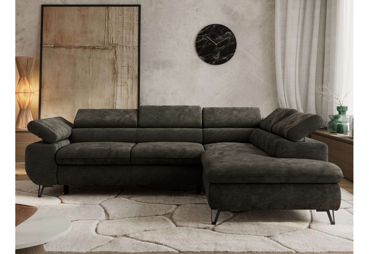 Narożnik PABLO L - strona prawa - ciemnoszary, szenil gładki - Topper Visco