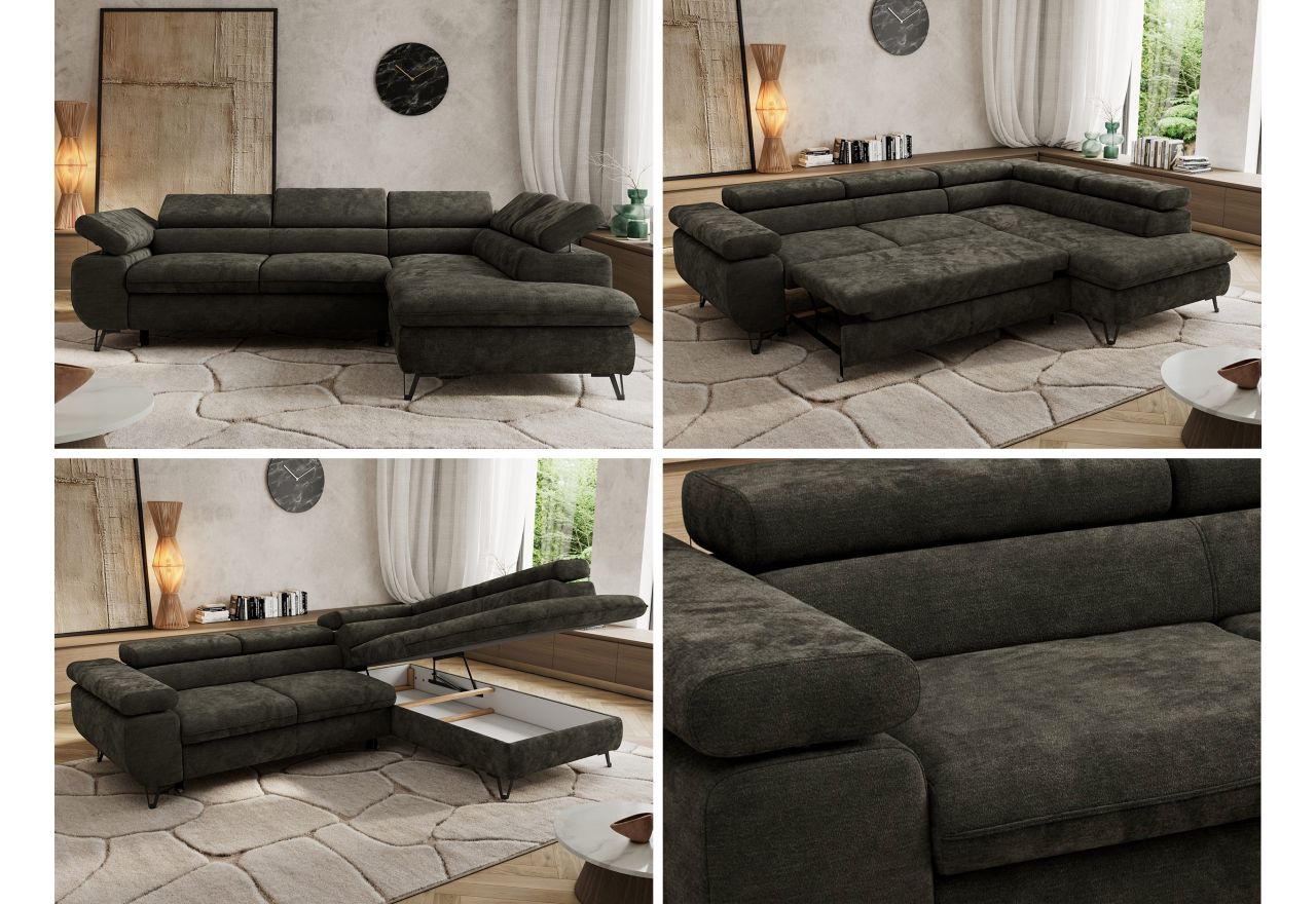 Narożnik PABLO L - strona prawa - ciemnoszary, szenil gładki - Topper Visco