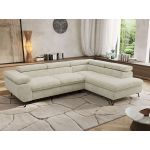 Narożnik PABLO L - strona prawa - kremowy, szenil grubo tkany - Topper Visco