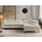 Narożnik PABLO L - strona prawa - kremowy, szenil grubo tkany - Topper Visco