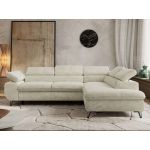 Narożnik PABLO L - strona prawa - kremowy, szenil grubo tkany - Topper Visco