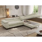 Narożnik PABLO L - strona prawa - kremowy, szenil grubo tkany - Topper Visco