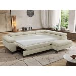 Narożnik PABLO L - strona prawa - kremowy, szenil grubo tkany - Topper Visco